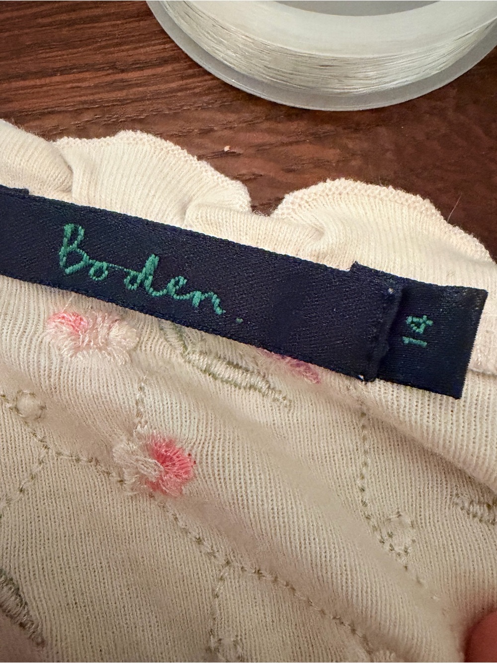 Boden Cream Long-Sleeve Scoop Neck Floral Embroidered Top - Picture 6 of 6
